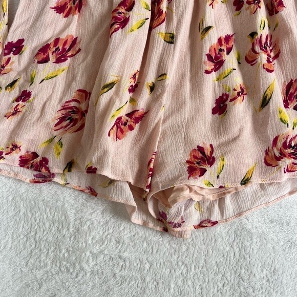 Free The Roses Flute Sleeve Keyhole Neck Floral Print Mini Dress Women's Small - Picture 5 of 6